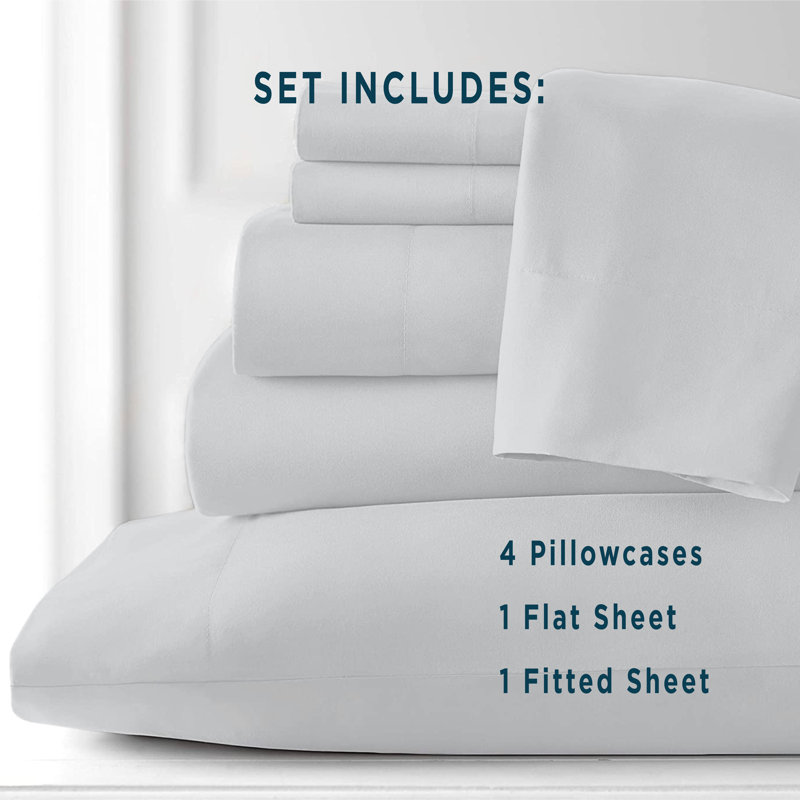 Polo World Network Microfiber Sheet Set, Gray, King Sheet Set with 2 Fitted Sheets 4 Pillowcases