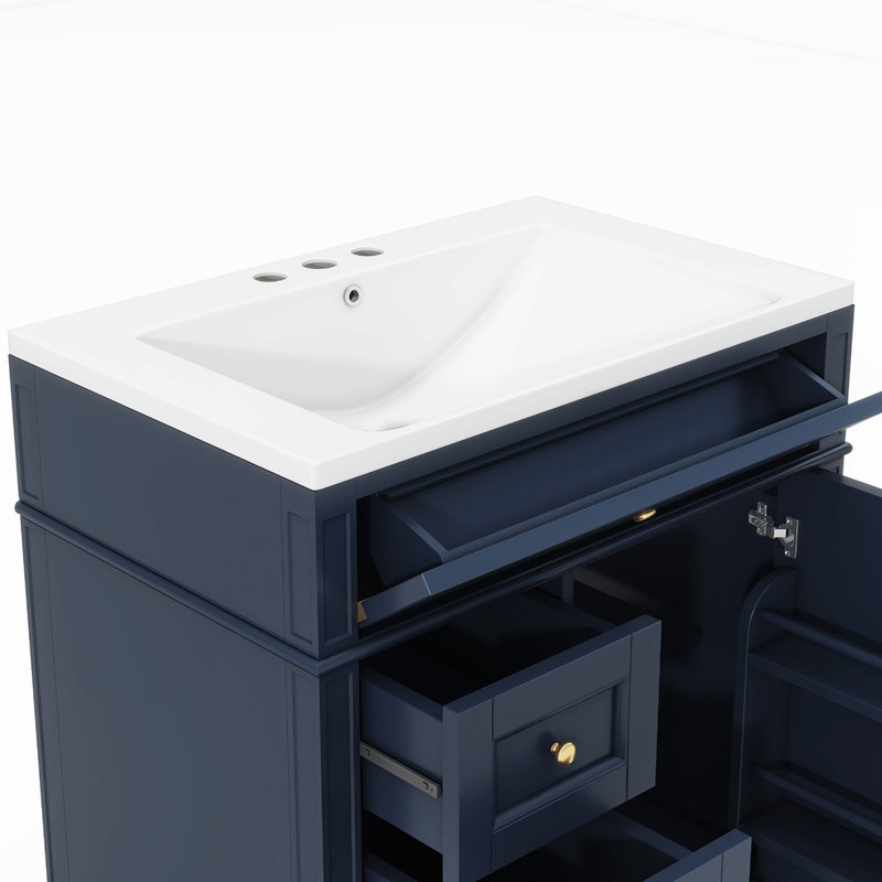 Meuble-lavabo de 30 po avec lavabo supérieur, Bleu