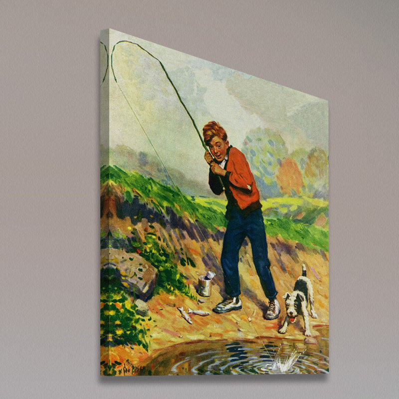 « garçon fishs », reproduction d’art sur toile tendue, 39" H x 30" W x 1.5" D