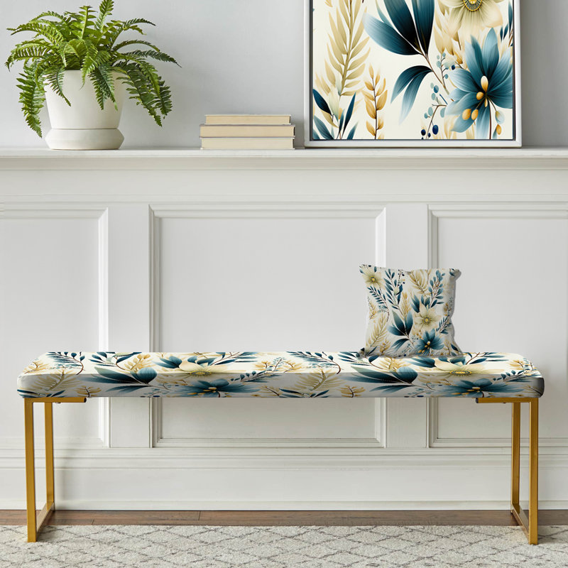 Coastal Neutrals Flowers I - banc rembourré doré Boho