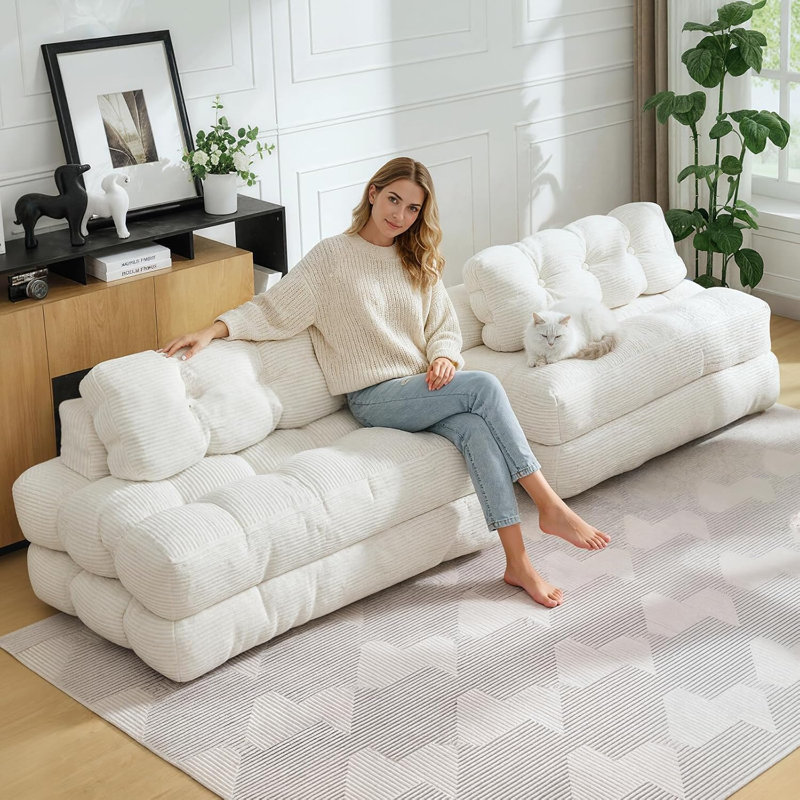 135 Upholstered Futon, beige