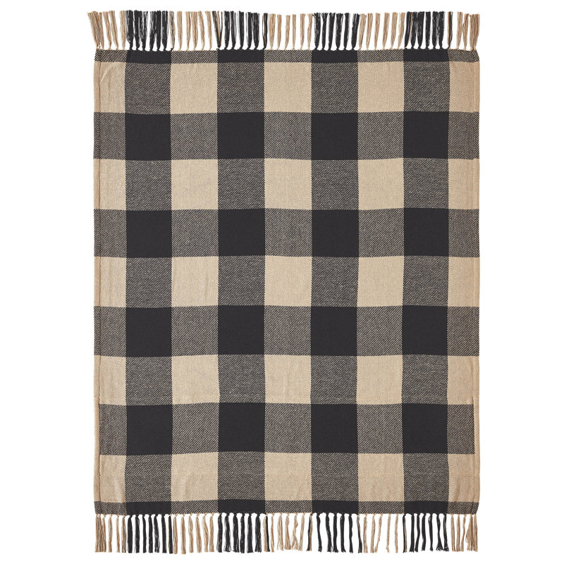 Black and Beige Cotton Star Pattern Throw Blanket 50x60