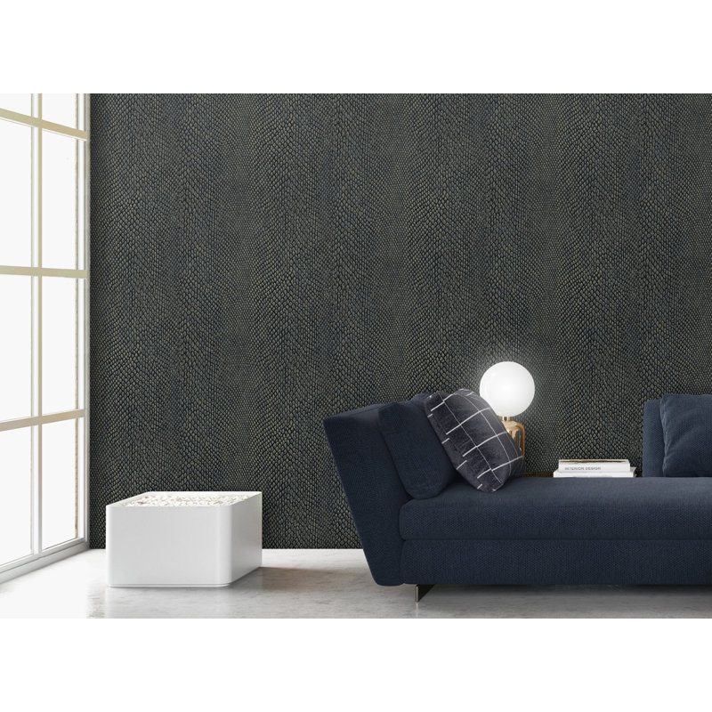 Malissa 10.05m x 53cm Textured Glitter Wallpaper Roll, Blue/Gold