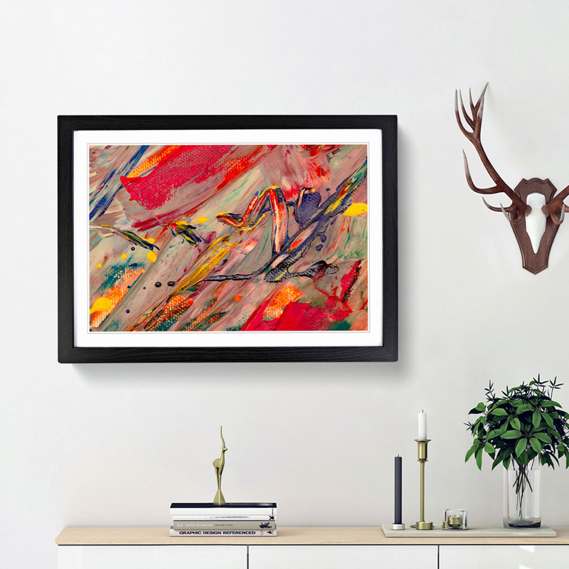 Abstract Art Painting Vol.12 by S.Johnson - Picture Frame Painting Print, 27cm H x 36cm W x 2cm D, Black Framed