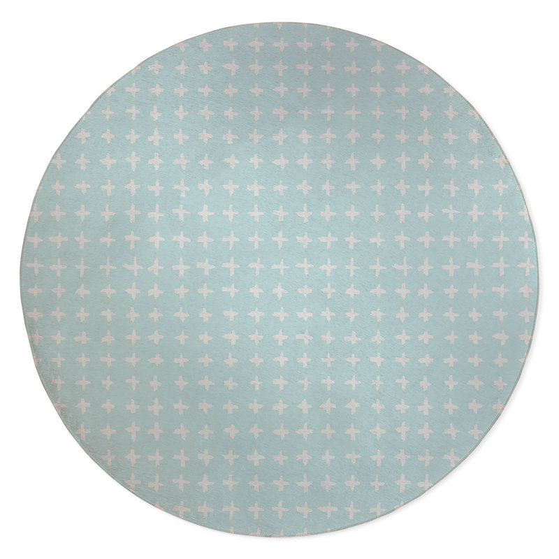 Check Non-Slip Outdoor Rug, Round 5'