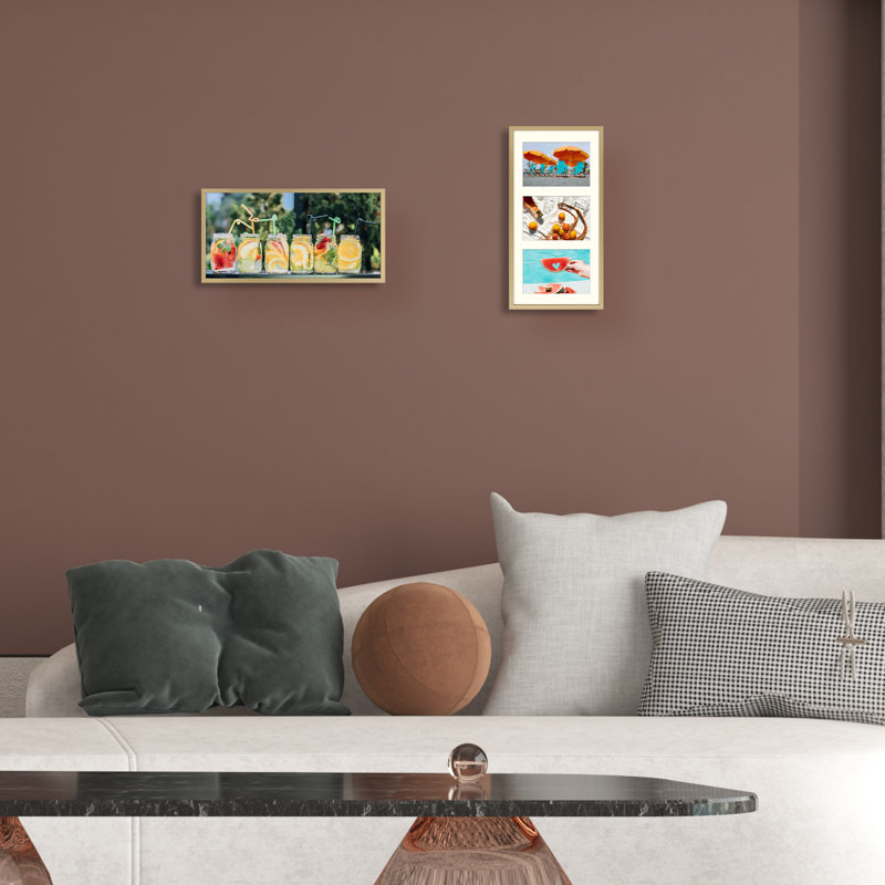Drennon Metal Picture Frame, Gold, 7" x 14" Matted to 4" x 6", 4" x 6"