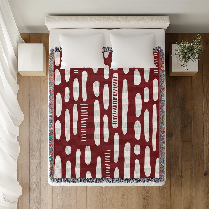 Jeté en coton Deka, Rouge, 60 po x 80 po