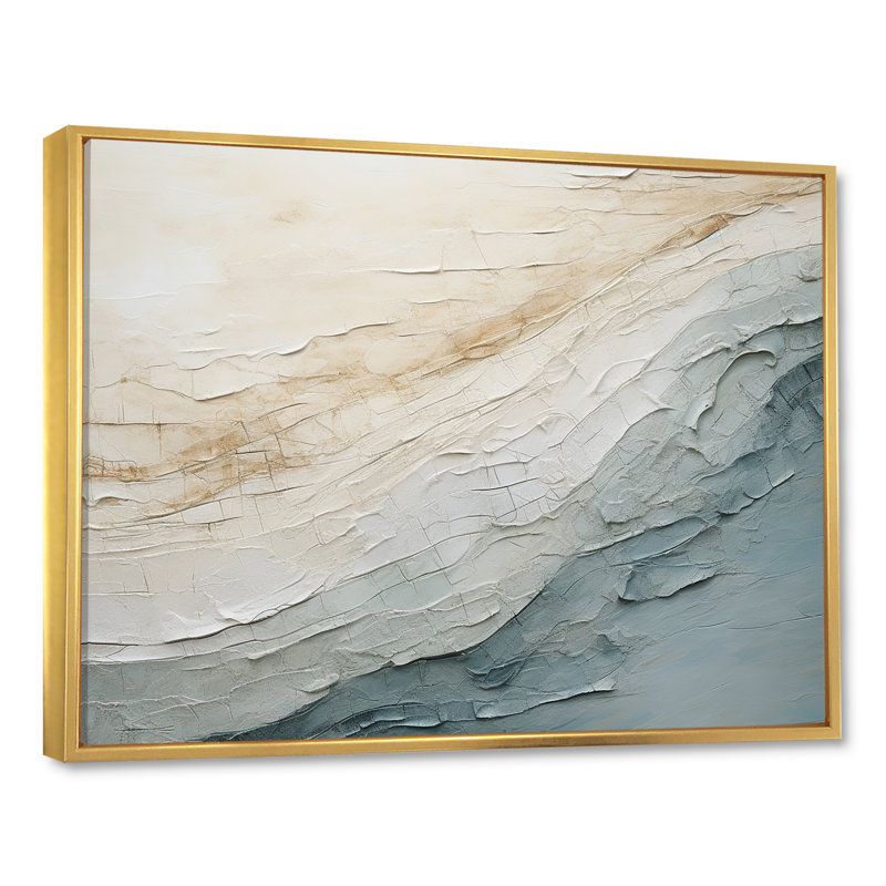 Minimalist Beige and Gray Canvas Print with Gold Frame