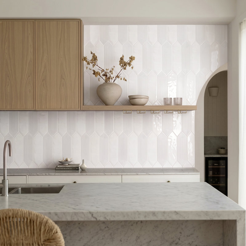Carrelage décoratif en céramique émaillée 3 po x 12 po, Blanc