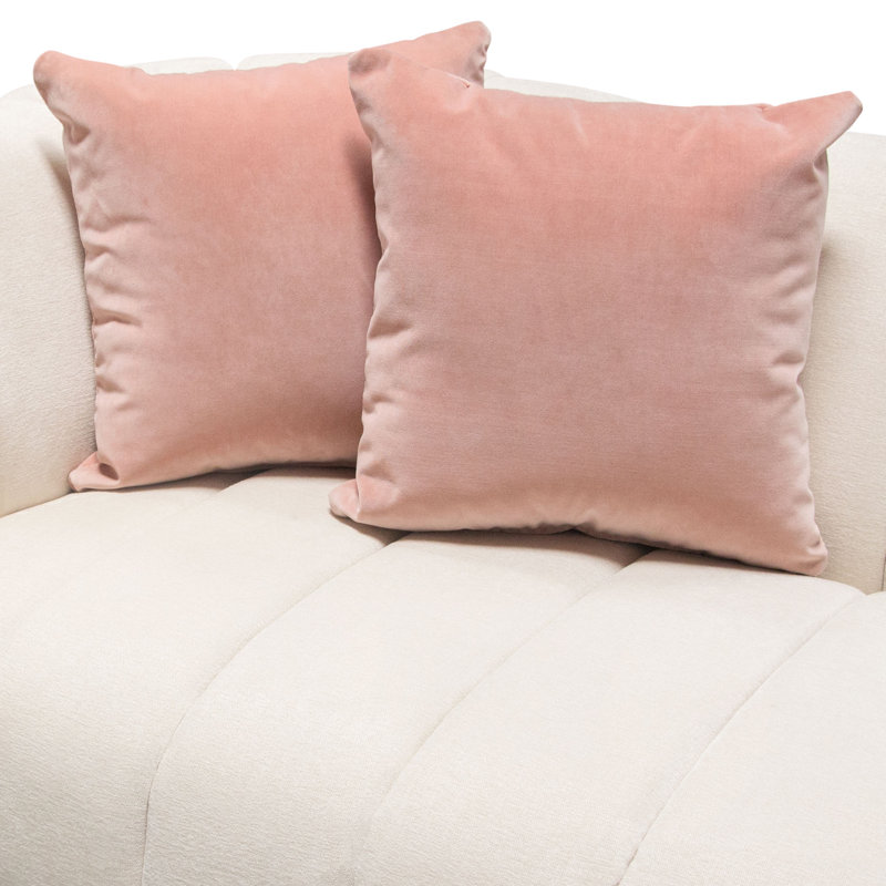 Canapé en tissu crème Venus avec coussins contrastants et base en métal doré, Crème