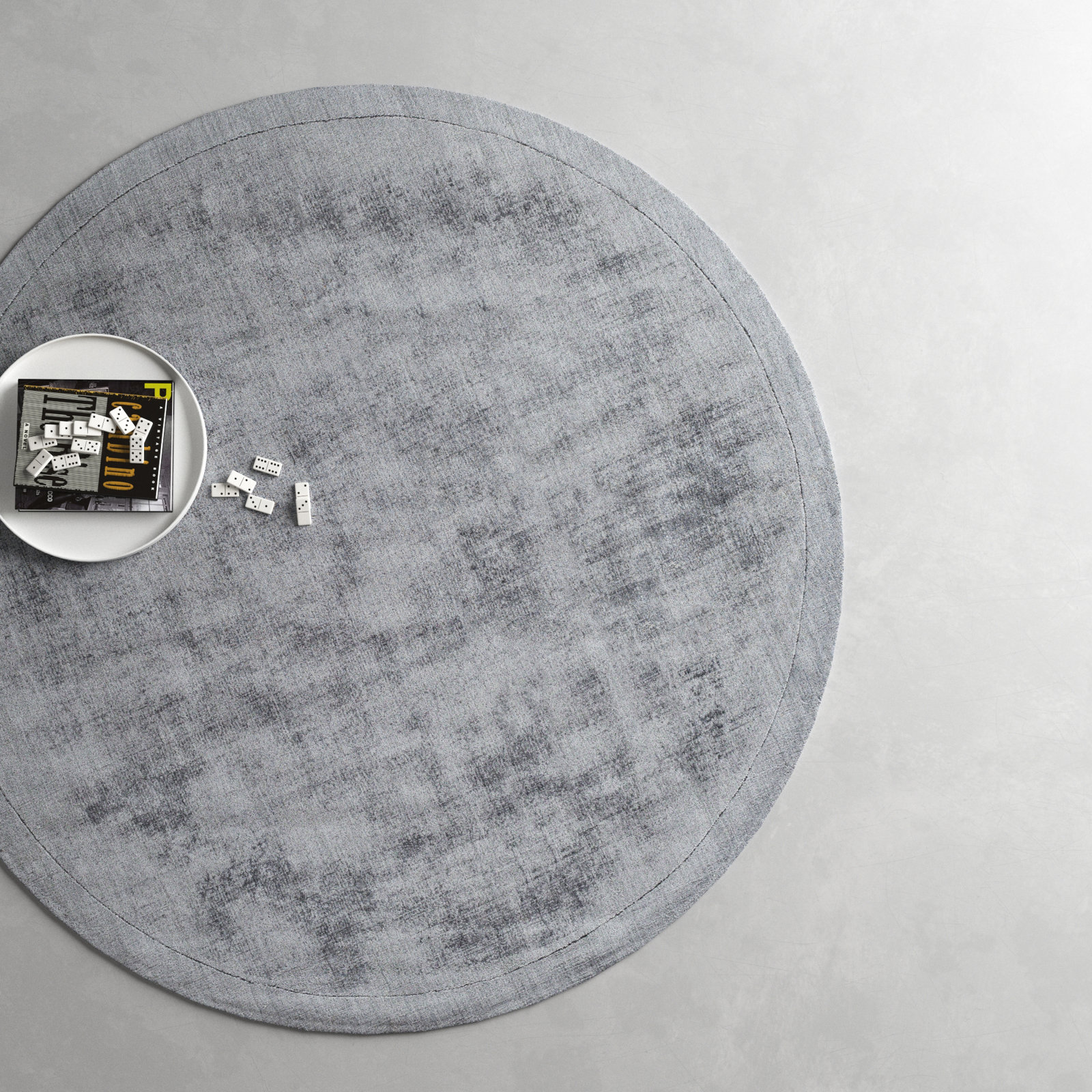 Mckinley Handmade Viscose Gray Rug, Round 5'9"