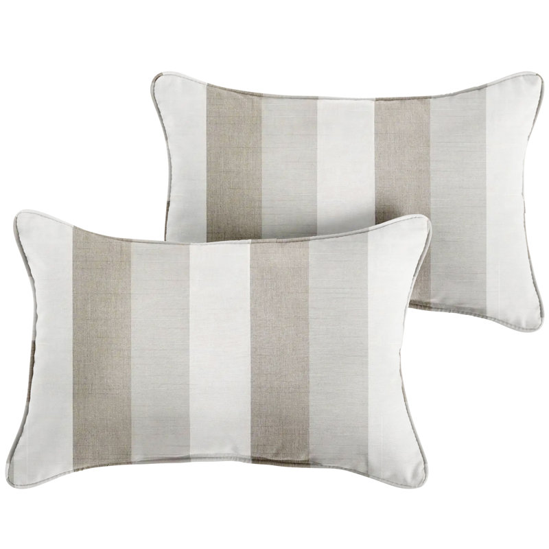 Coussin Adel Sunbrella, Brun / Gris, 13 po x 20 po, À rayures