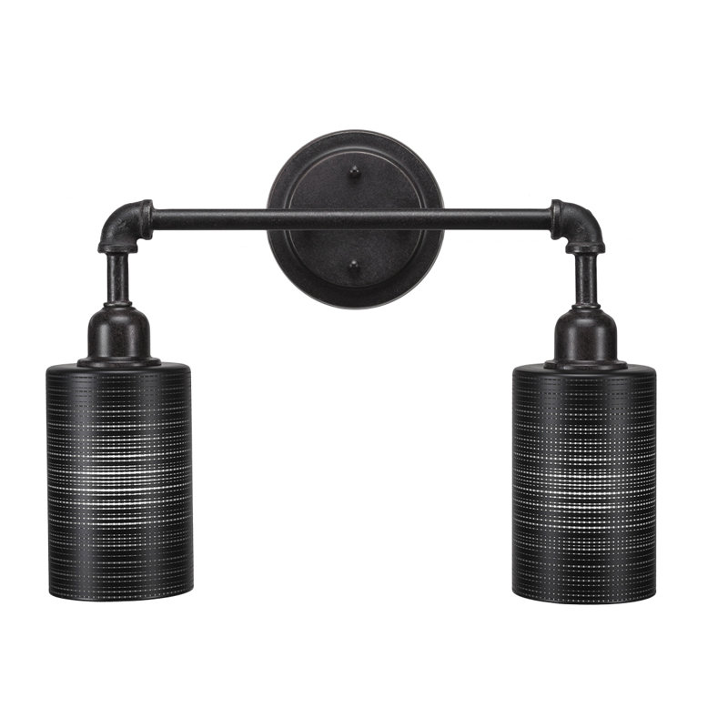 Éclairage pour meuble-lavabo 2 lumières rétro Snider, Bulle transparente, Granite noir