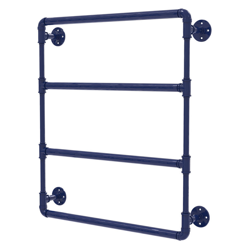 36'' Mediterranean Blue Iron Wall Mounted Ladder Towel Bar