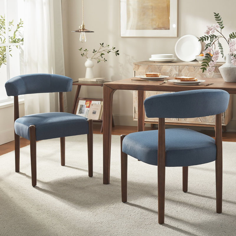 Upholstered Dining Barrel Chair Set of 2, Extra-Wide 20” Seat, Deep Cushioned Comfort, Durable Easy-Care Fabric, Solid Wood Legs
