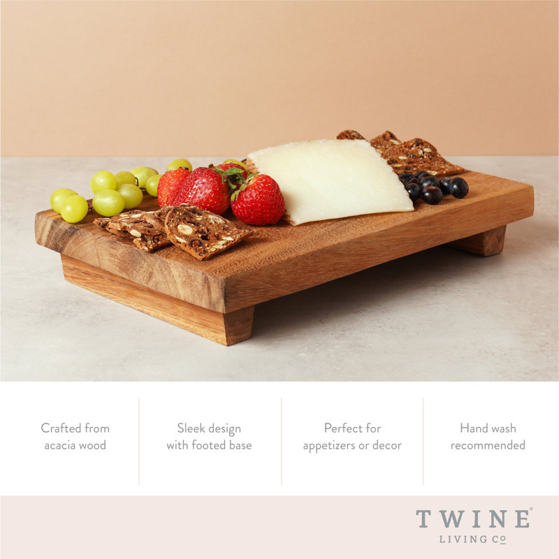 Rustic Acacia Wood Footed Serving Board Tray