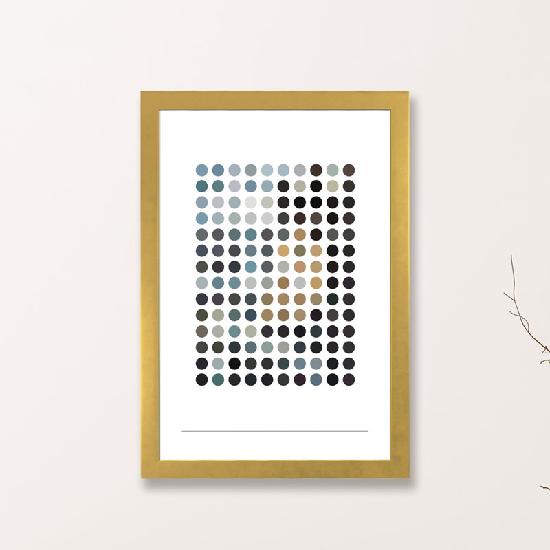 « terrey points »-impression sur l’image, Papier encadré doré, H 24 po x l 16 po x P 1 po
