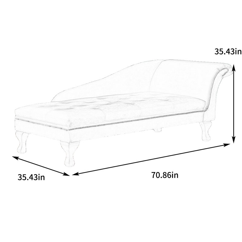 Chaise longue inclinable en velours, Accoudoir à droite (vu de face), Beige, Noir