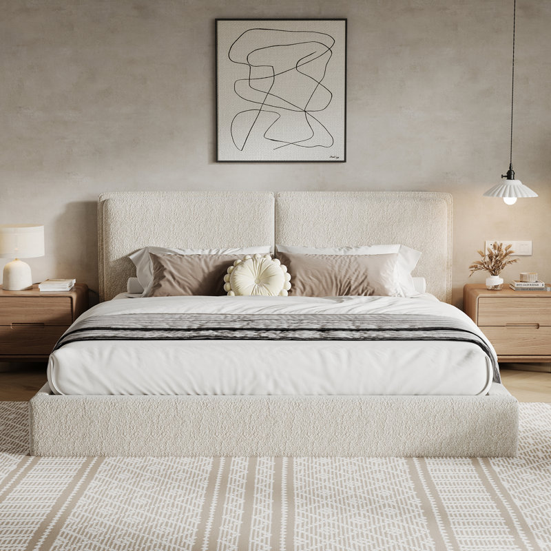 Lit tapissier minimaliste moderne avec tête de lit double Lumen