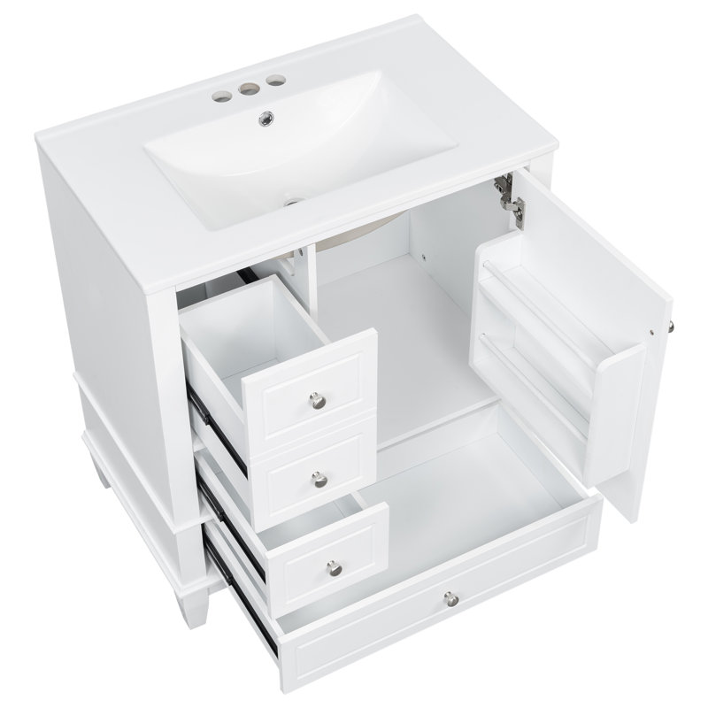 30" Bathroom Vanity with Sink, White