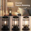 Ensemble de 2 lampes de table de style campagnard de 23 po avec 4 ampoules DEL, double lumière, interrupteur rotatif 9 W avec lumière supérieure et veilleuse à commande tactile à 3 voies, ports de charge USB-1148446600