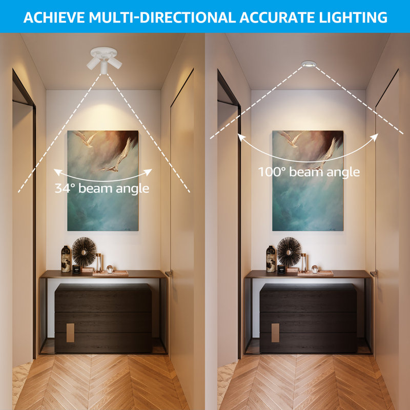 5CCT 3-Light Ceiling Track Spotlights Dimmable, 5 Color Temperature Selectable, White