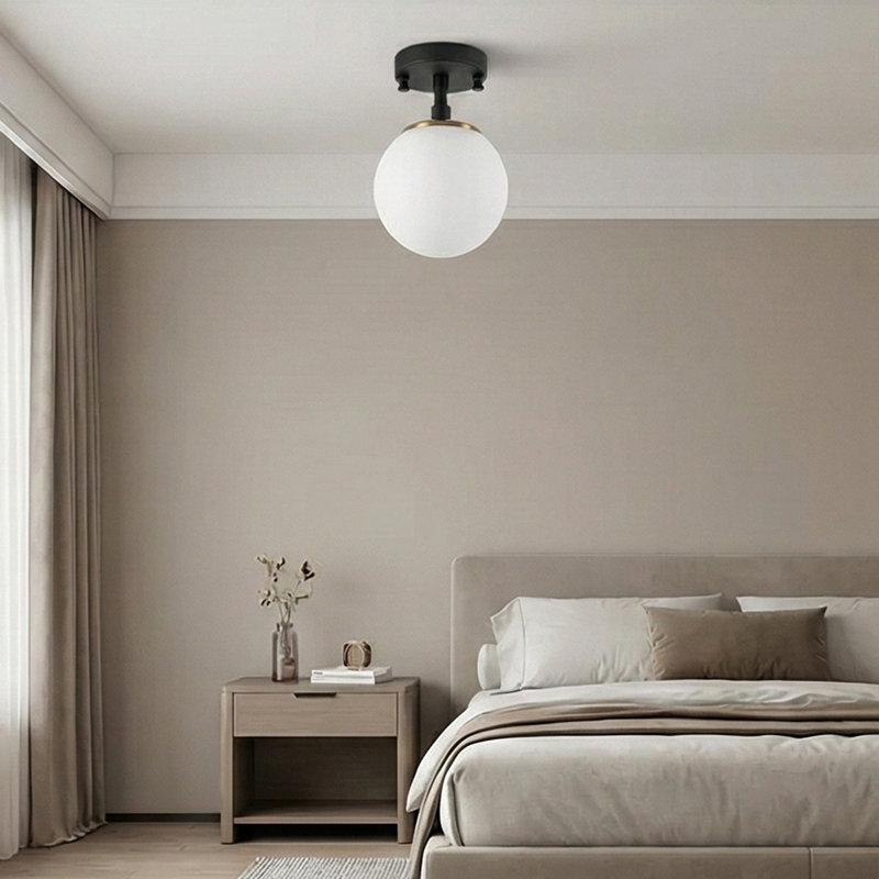 Plafonnier semi-encastré avec globe en verre à 1 lumière 5,9 po Elara