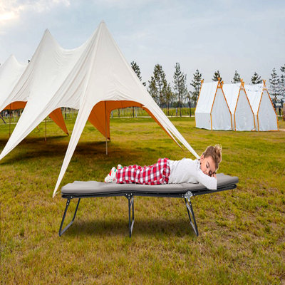 Outdoor Camping Cot, 5-Angle Adjustable Heavy Duty Outdoor Bed With Carry Bag, 1200 D Layer Oxford Travel Camp Cot For Adults