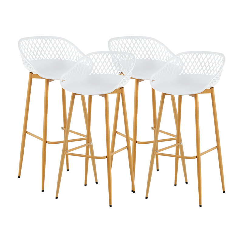 Counter Stool with Metal Frame, White/Brown