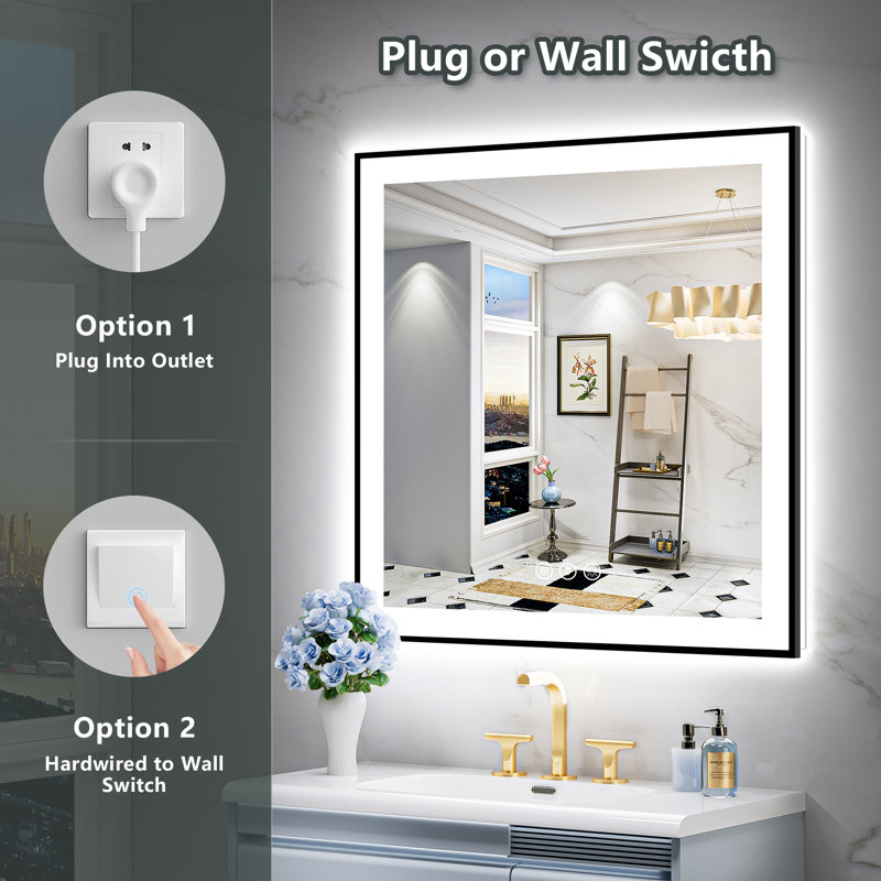 Miroir de salle de bain Tyeishia Matte, 38'' x 38''