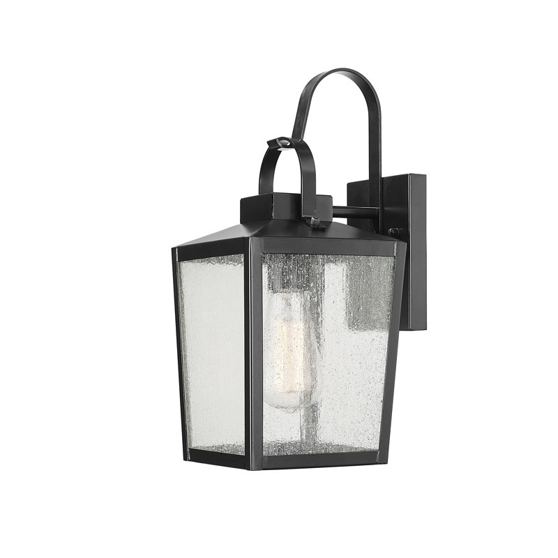 Keavi 1 Light Steel 16" Tall Outdoor Wall Sconce, Powder Coated Black, 17.88" H x 8" W