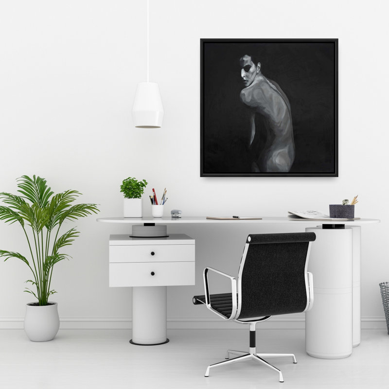 Toile dénudée, art figuratif encadré, H 25,25 po x l 25,25 po