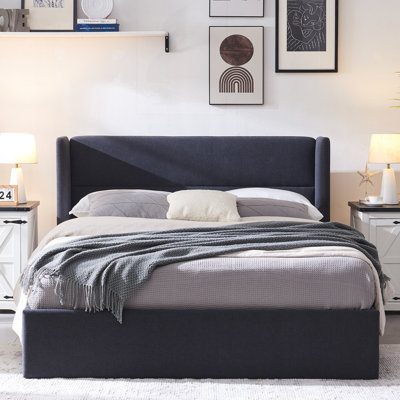 Braya Hydraulic Lift Up Storage Upholstered Platform Bed