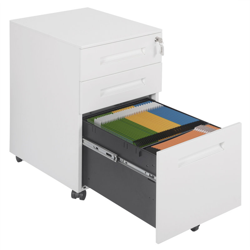 39 cm W 3 -Drawer Steel Filing Cabinet, White