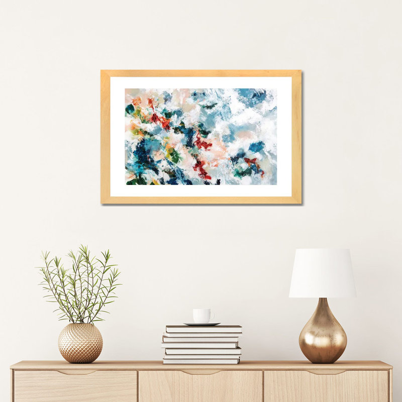 Meltemi par Cristina dalla Valentina-impression d’art graphique, H 16 po x l 24 po x P 1 po, Toile avec cadre en bois beige