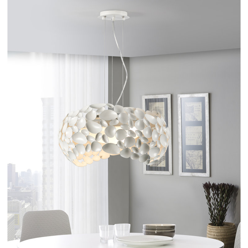 Nesbit 5 - Light Matt White/Opal Unique/Statement Pendant, White