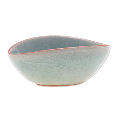 Handmade Vintage Flora Small Celadon Ceramic Bowl
