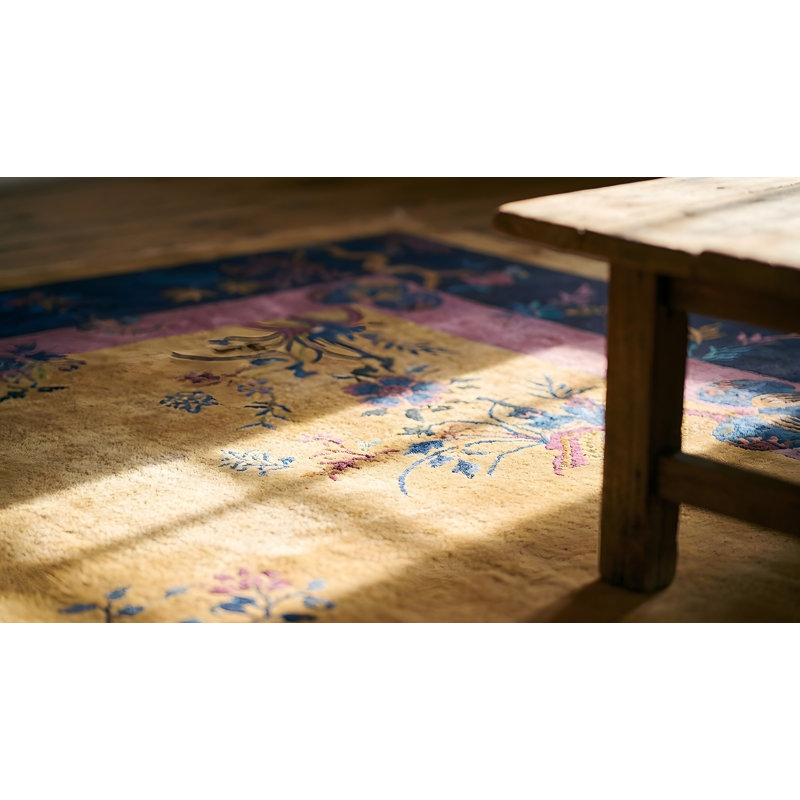 Tapis à poil long antique chinois noué à la main Art Deco