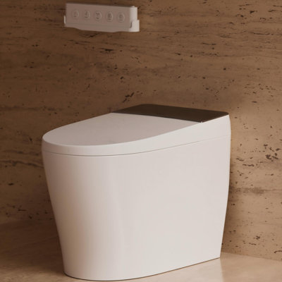 BRAVAT® One Piece Smart Toilet with Bidet, Auto Open/Close Lid, Auto Flush, Foot Sensor Flush, Heated Seat, Warm Water & Air Dryer, Elongated, 12 in Rough-In, 120V Required
