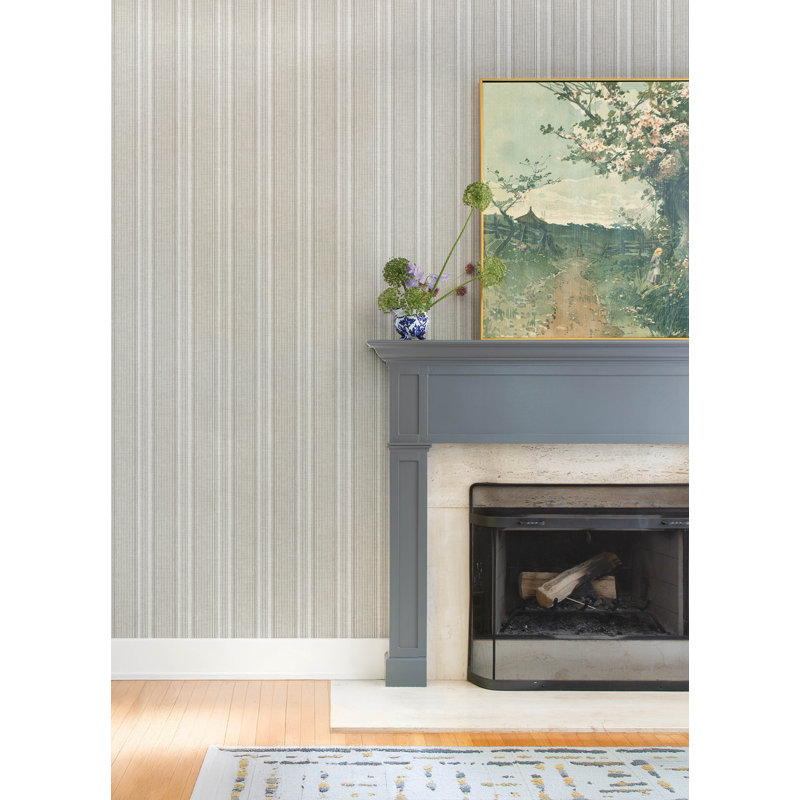Ayanna Light Green Striped Wallpaper, White