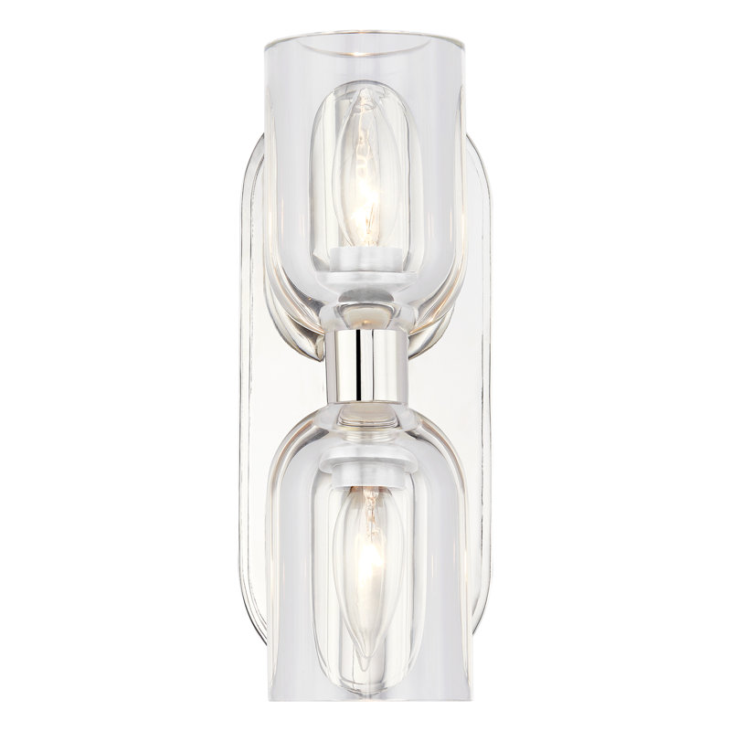 Éclairage pour meuble-lavabo 2 lumières Lucian, Cristal transparent / nickel poli