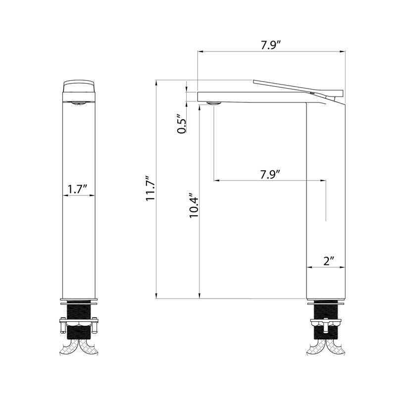 Robinet de lavabo vasque à poignée simple 11,7 po H avec ensemble de drain, Or brossé, Bonde incluse