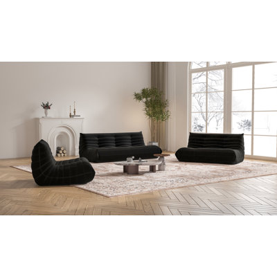 Set Of 3 Fireside Chair, Lazy Floor Sofa Couch, Corner Bean Bag Chair, Tatami Sofa, Corner Chair Sofa (Sofa&Loveseat&Chair) by Trule