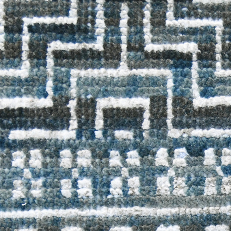 Blue Hand-Knotted Wool Blend 2' x 3' Area Rug with Tassels