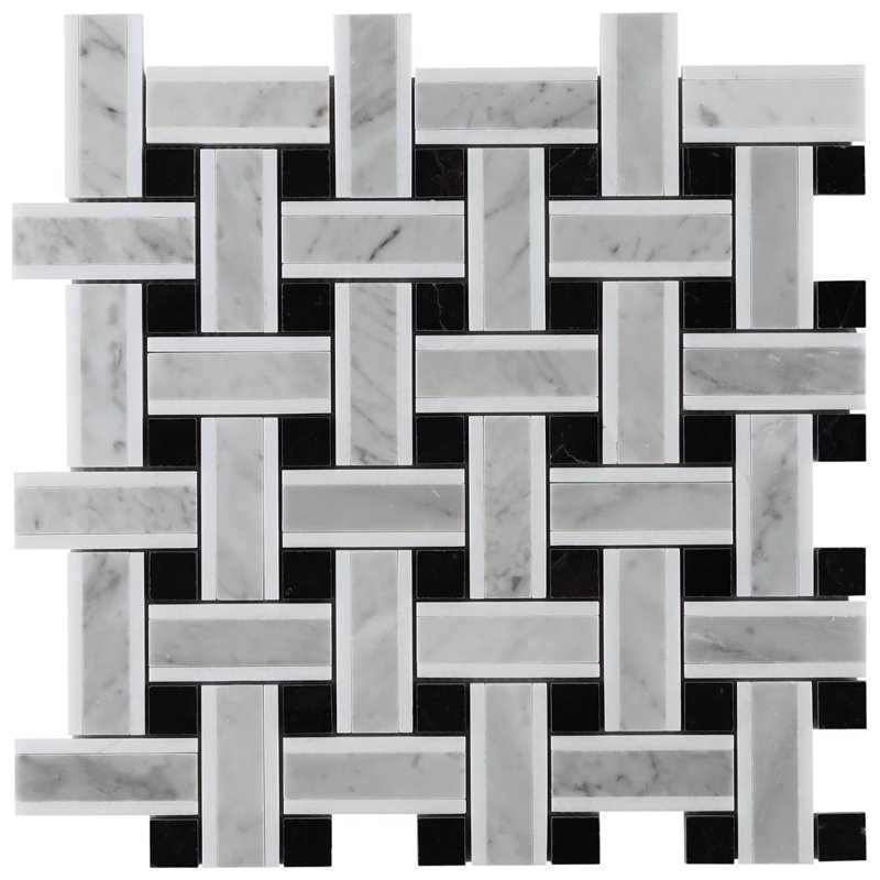 Twine 1x3 Basketweave Polished Marble Mosaic Tile