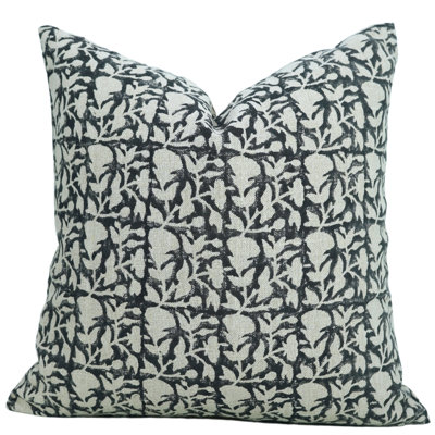 Coussin décoratif Fabividine Boho, lombaire floral, coton épais