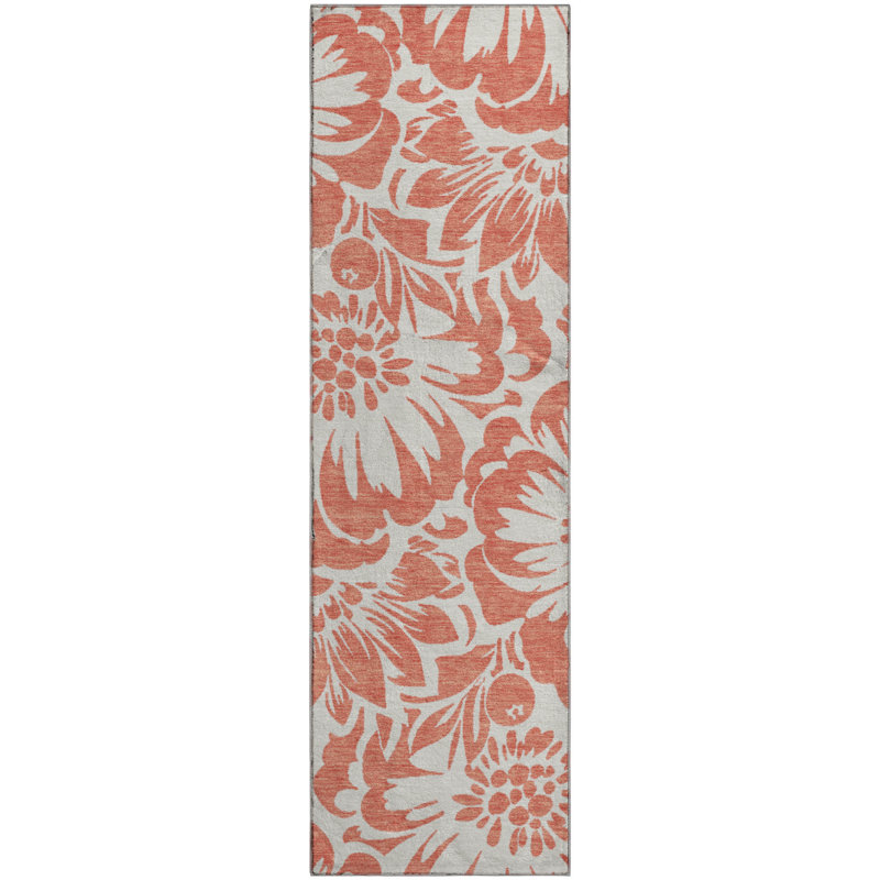 Tapis saumon de qualité supérieure lavable à la machine 3 pi x 5 pi Cerrito AMF551, Tapis de couloir 2 pi 3 po x 7 pi 6 po