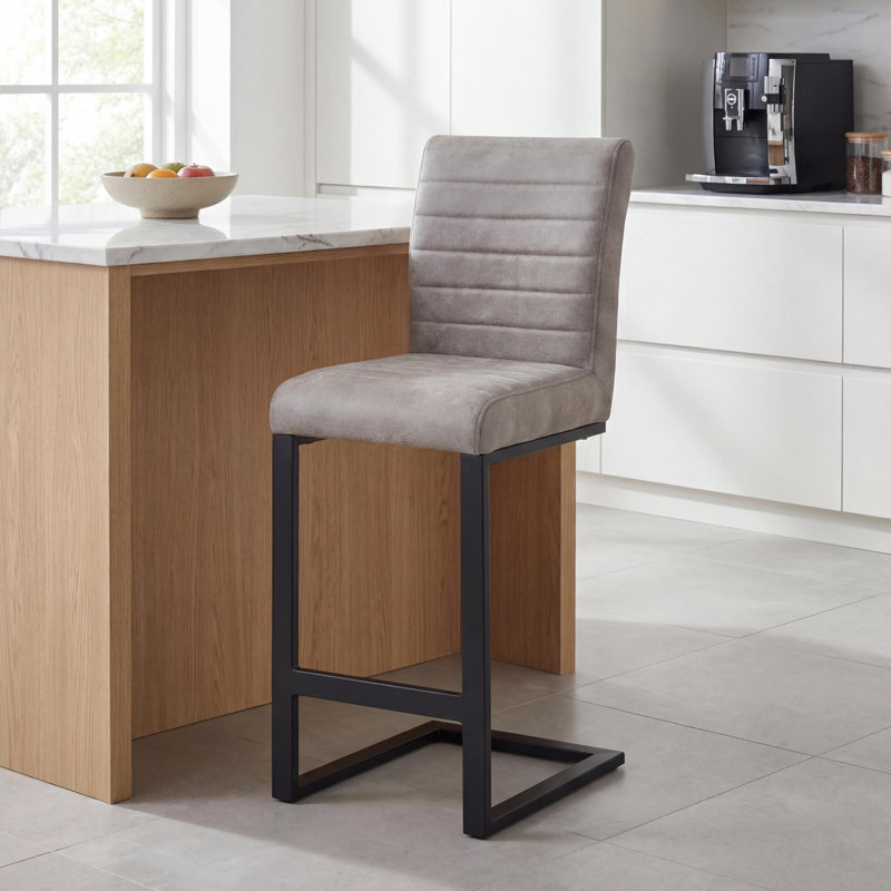 Upholstered Faux Leather Bar Stool