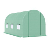 Outsunny 20' X 10' X 7' Walk-In Tunnel Greenhouse, Garden Warm House, Large Hot House Kit With 8 Roll-Up Windows & Roll Up Door, Steel Frame