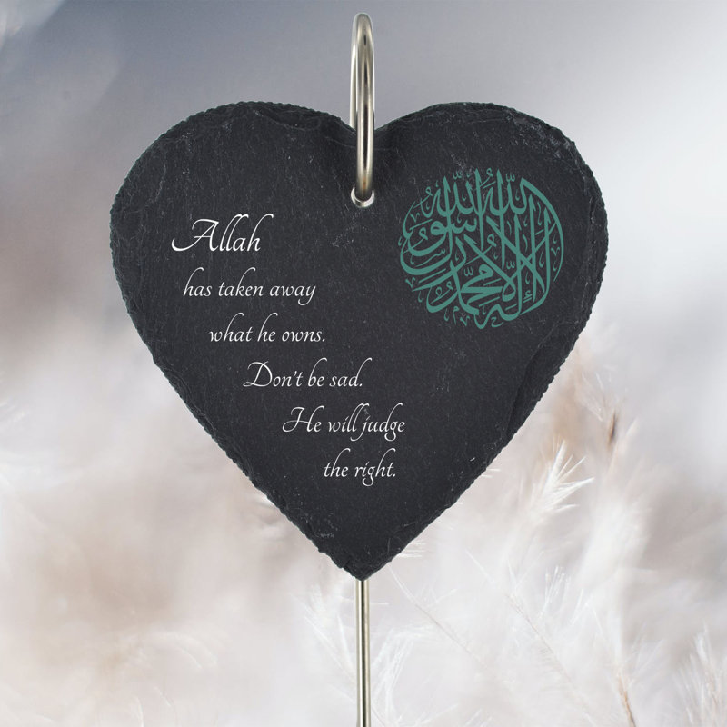 Binetta Waterproof Slate Heart Grave Marker People Memorial Plaque